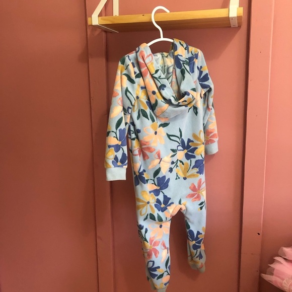 Carters 24 month fleece zip up hooded outfit 24 months floral girls - Picture 4 of 4